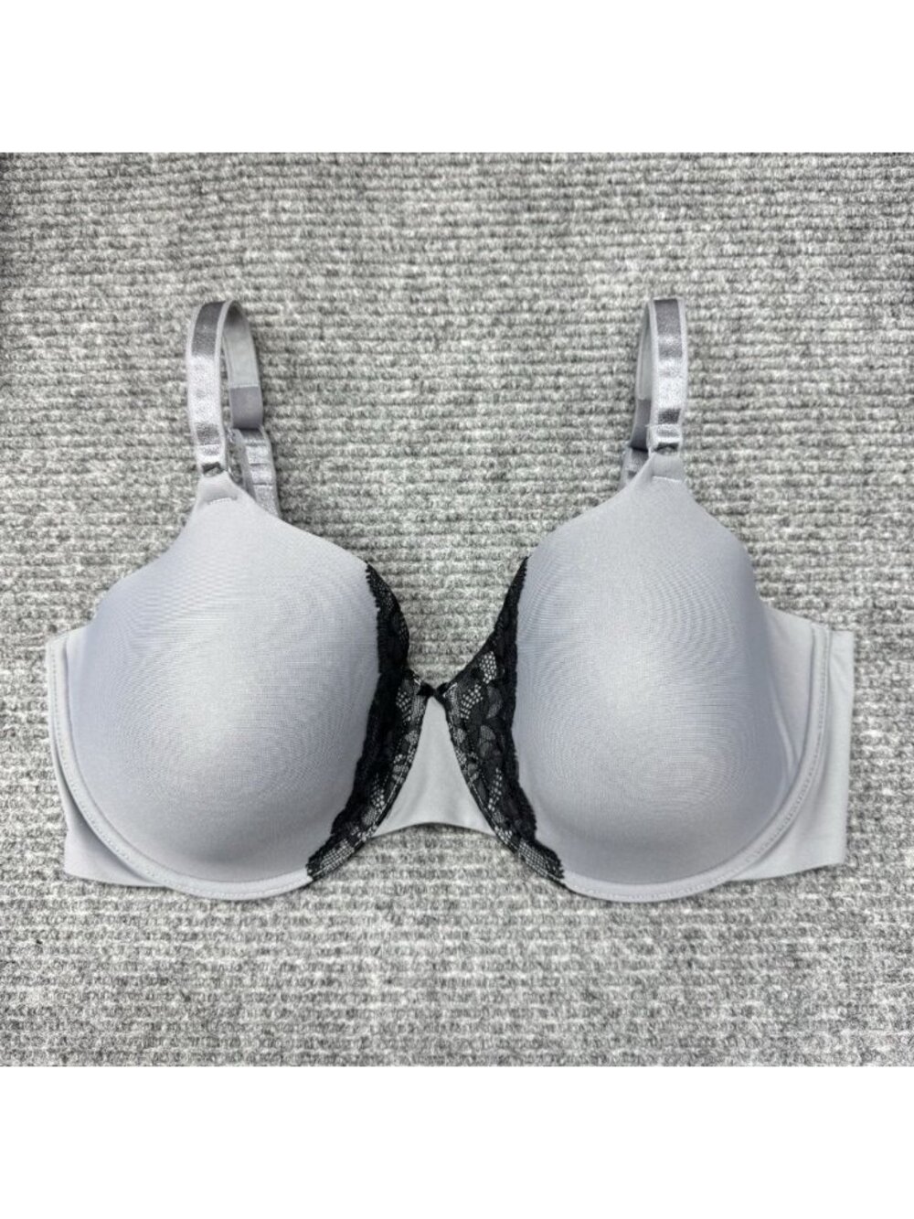 Olga Bra 40D To a Tee Lace Contour Underwire T-Shirt Gray Back Smoothing 35445